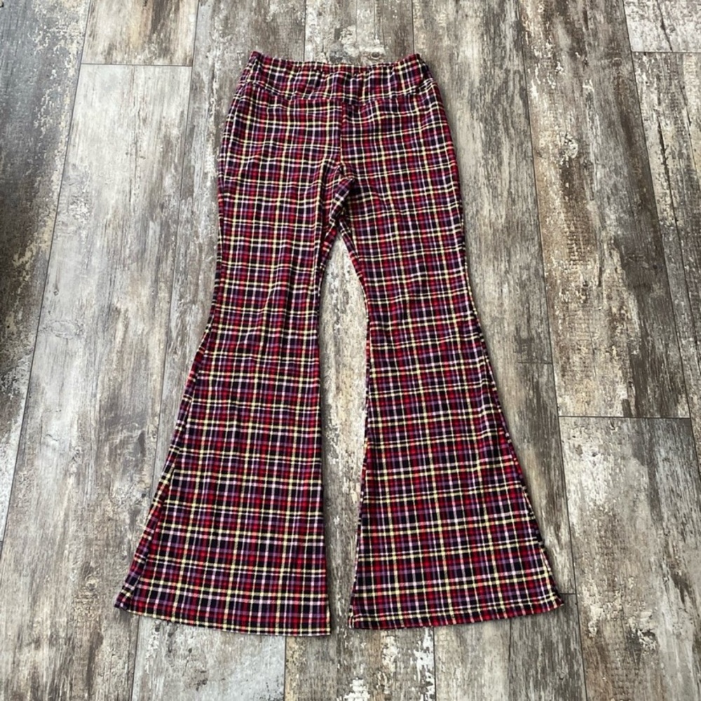 Junior Plaid Flared Leggings Pants Size 7/9 Medium